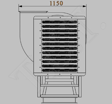 Габаритные размеры электрокалориферной установки СФОЦ-160 Габаритные размеры электрокалориферной установки ЭКОЦ-160
