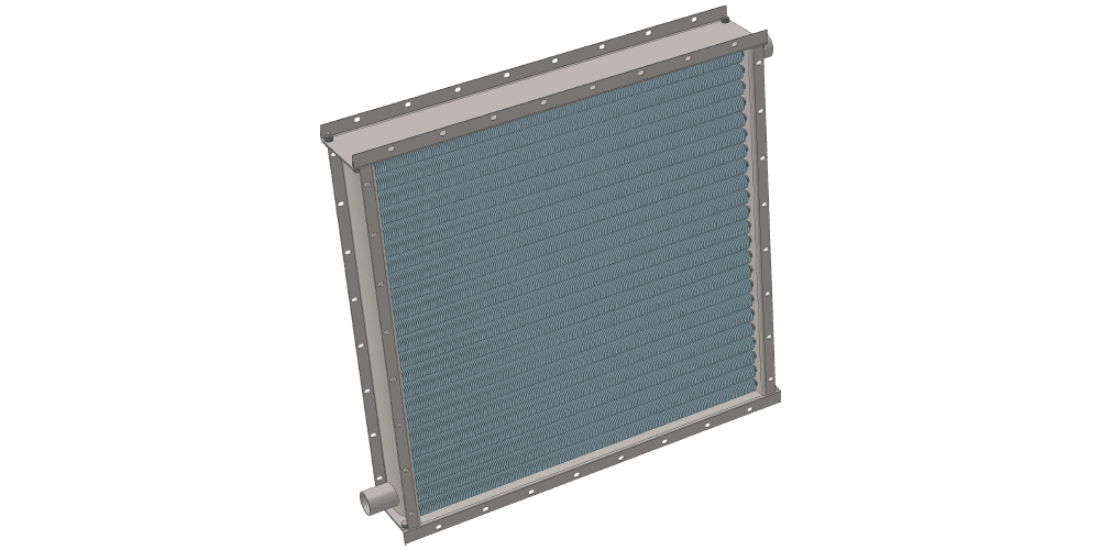 3 d модель парового приточного калорифера четырехрядного производительностью 11000 м3/час