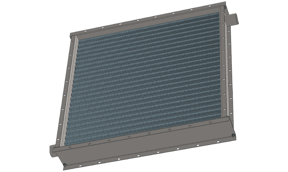 Чертеж парового калорифера для приточных систем трехрядного с тепловой мощностью 200 кВт