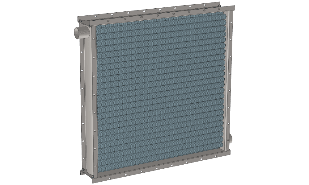 3 d модель парового приточного калорифера четырехрядного производительностью 13000 м3/час