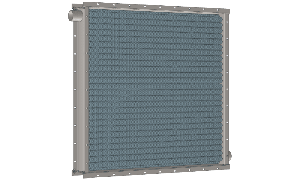 3 d модель парового приточного калорифера четырехрядного производительностью 15000 м3/час