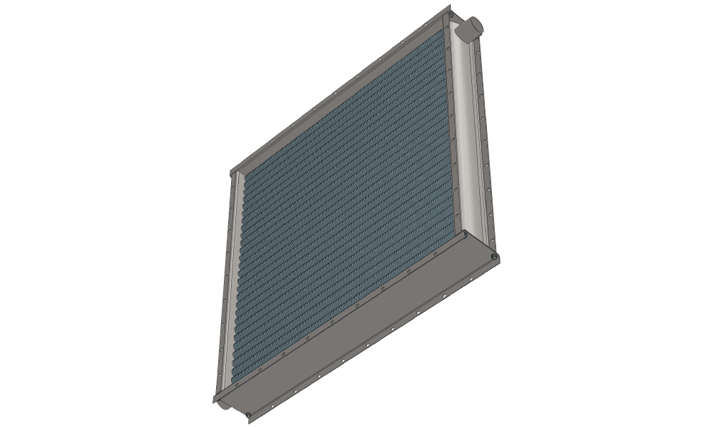 Чертеж парового калорифера для приточных систем трехрядного с тепловой мощностью 268 кВт