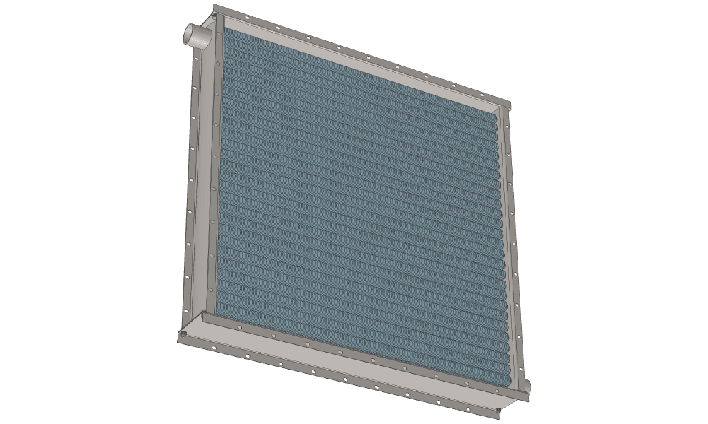 3 d модель парового приточного калорифера четырехрядного производительностью 16000 м3/час