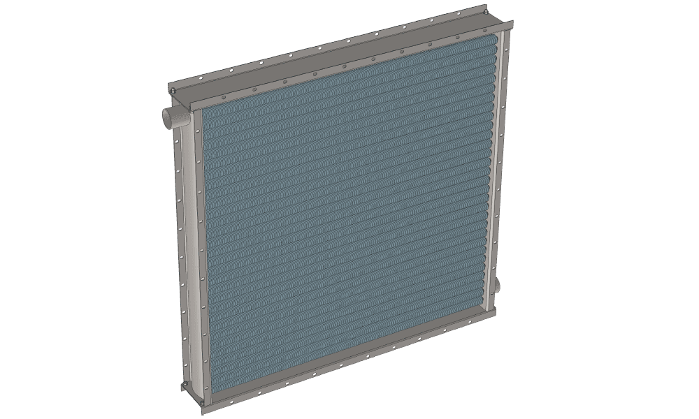 3 d модель парового приточного калорифера четырехрядного производительностью 19000 м3/час