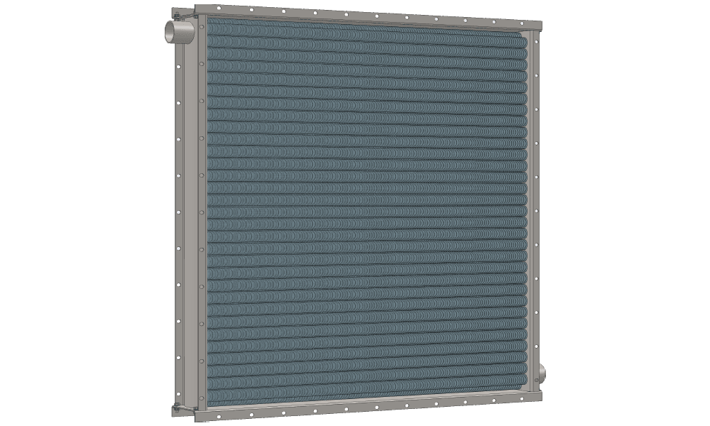 3 d модель парового приточного калорифера четырехрядного производительностью 20000 м3/час