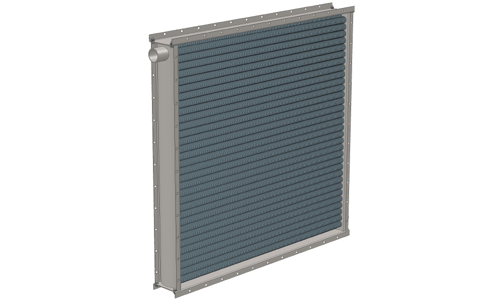 3 d модель парового приточного калорифера четырехрядного производительностью 21000 м3/час