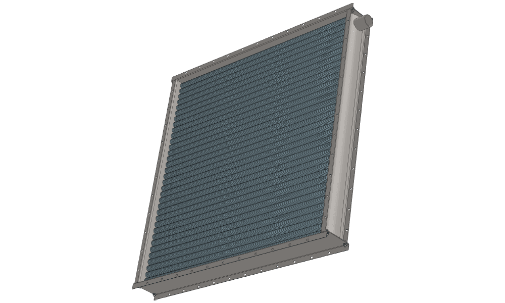 Чертеж парового калорифера для приточных систем трехрядного с тепловой мощностью 377 кВт