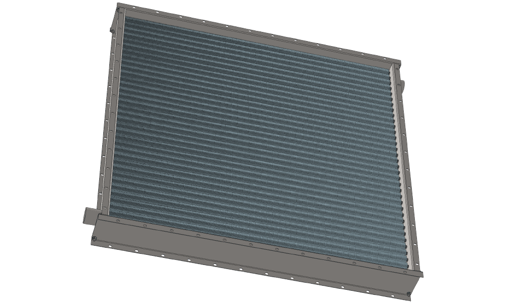 Чертеж парового калорифера для приточных систем трехрядного с тепловой мощностью 393 кВт