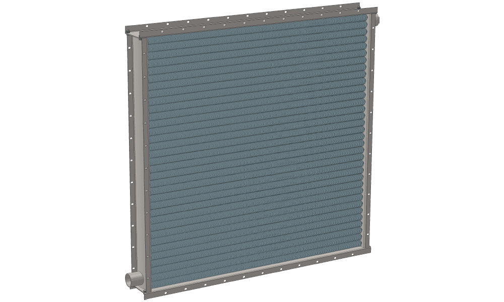 3 d модель парового приточного калорифера четырехрядного производительностью 23000 м3/час