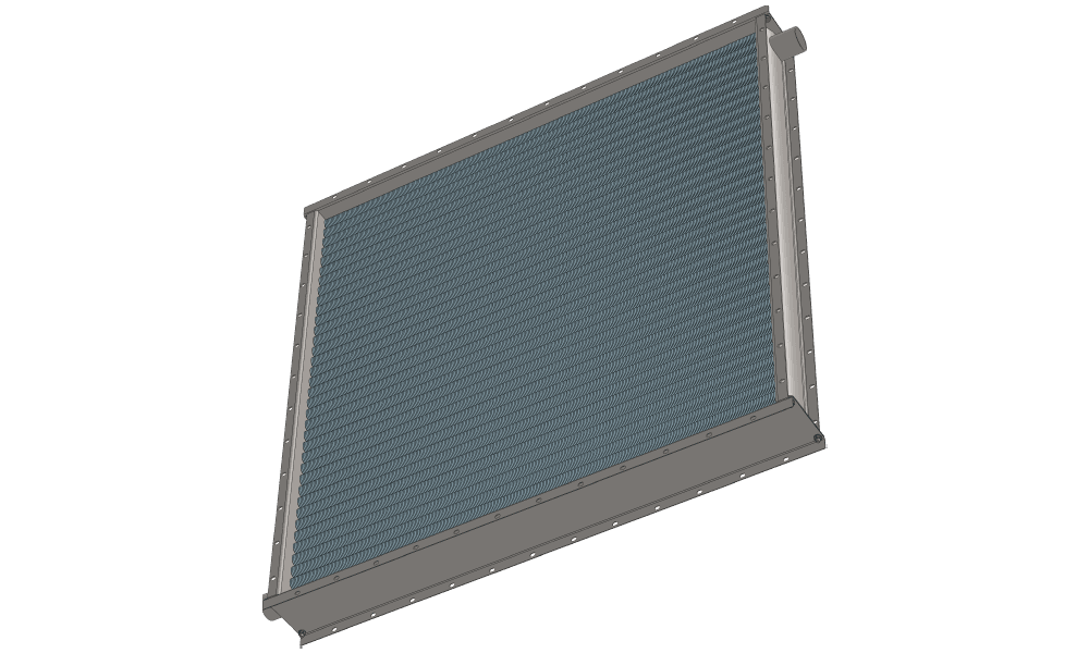 Чертеж парового калорифера для приточных систем трехрядного с тепловой мощностью 423 кВт