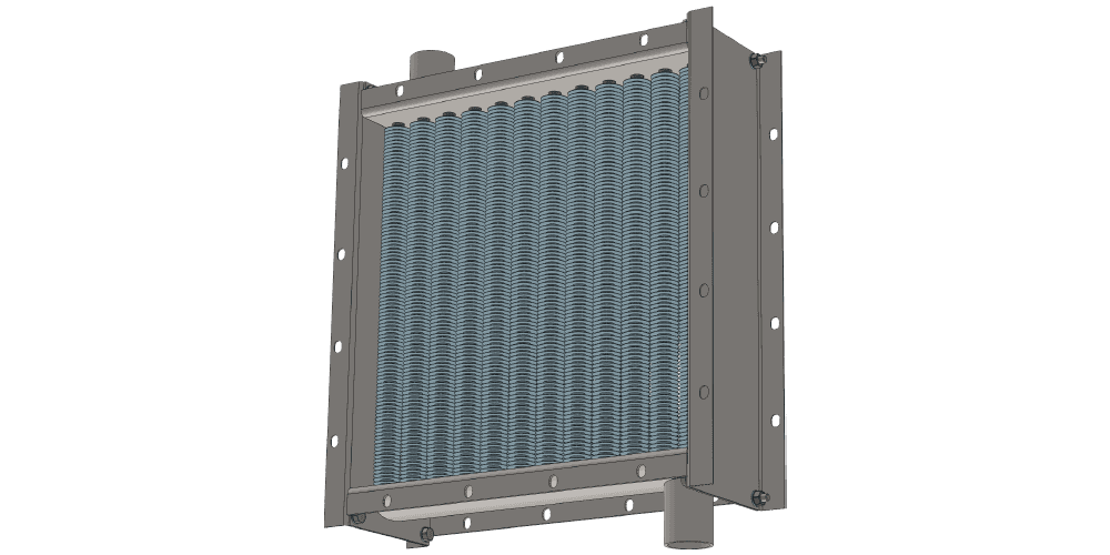 Чертеж парового калорифера для приточных систем трехрядного с тепловой мощностью 46 кВт