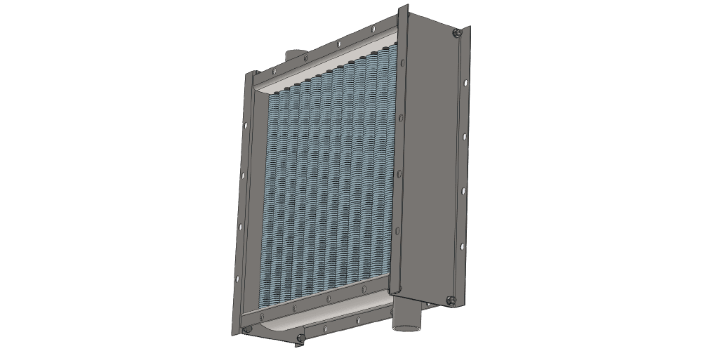 Чертеж парового калорифера для приточных систем трехрядного с тепловой мощностью 55 кВт