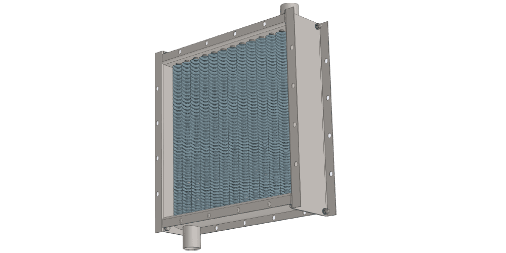3 d модель парового приточного калорифера четырехрядного производительностью 3000 м3/час