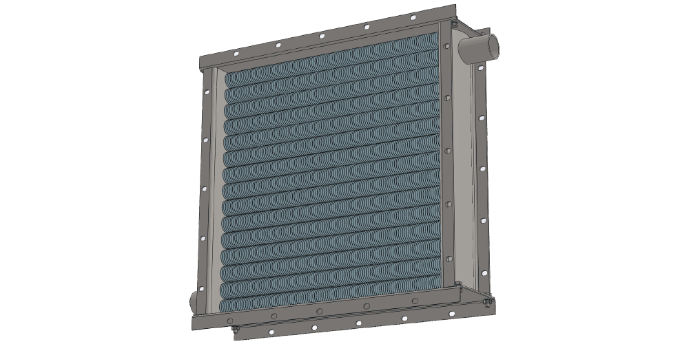 3 d модель парового приточного калорифера. Масса 52 кг