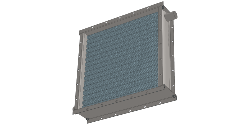3 d модель парового приточного калорифера. Масса 57 кг