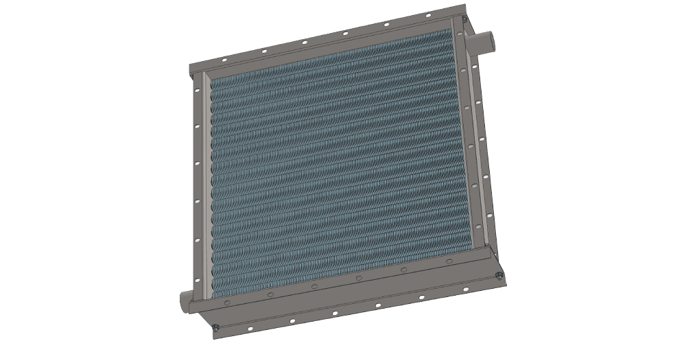 3 d модель парового приточного калорифера. Масса 70 кг