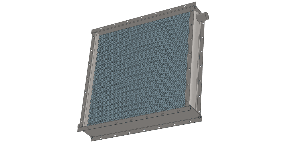 Чертеж парового калорифера для приточных систем трехрядного с тепловой мощностью 137 кВт
