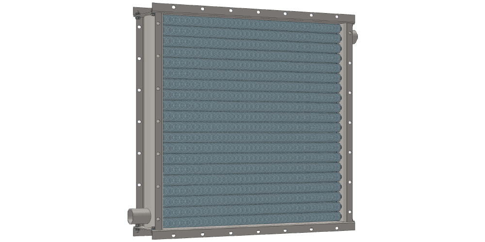 3 d модель парового приточного калорифера четырехрядного производительностью 8000 м3/час