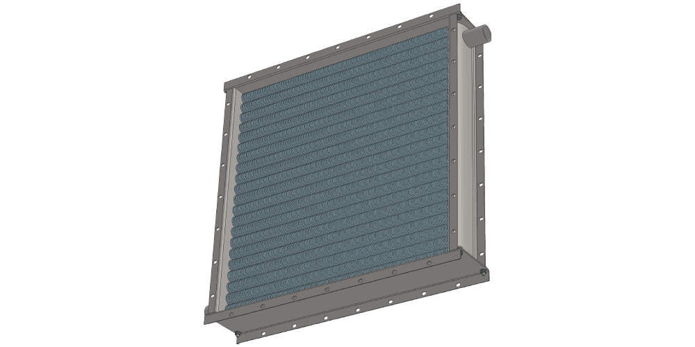 Чертеж парового калорифера для приточных систем трехрядного с тепловой мощностью 152 кВт