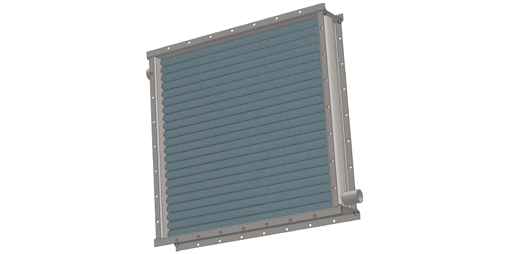 Чертеж парового калорифера для приточных систем трехрядного с тепловой мощностью 167 кВт