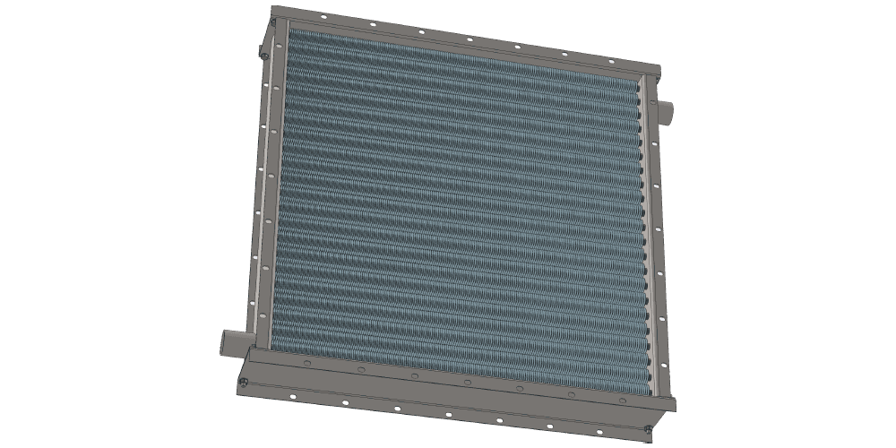 3 d модель парового приточного калорифера четырехрядного производительностью 10000 м3/час