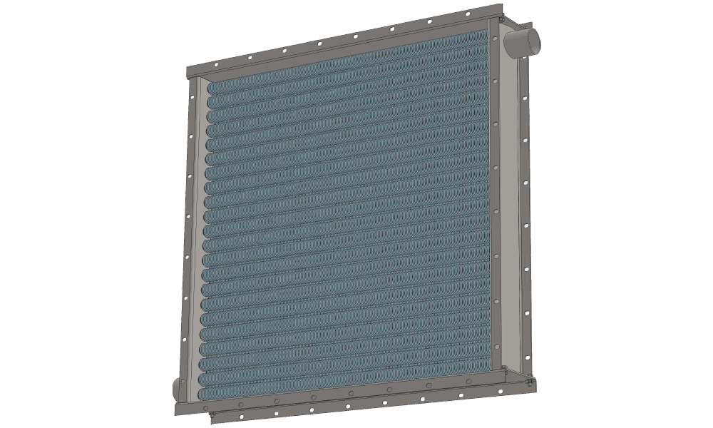 Чертеж парового воздухонагревателя для приточных установок с мощностью по теплу 236 кВт