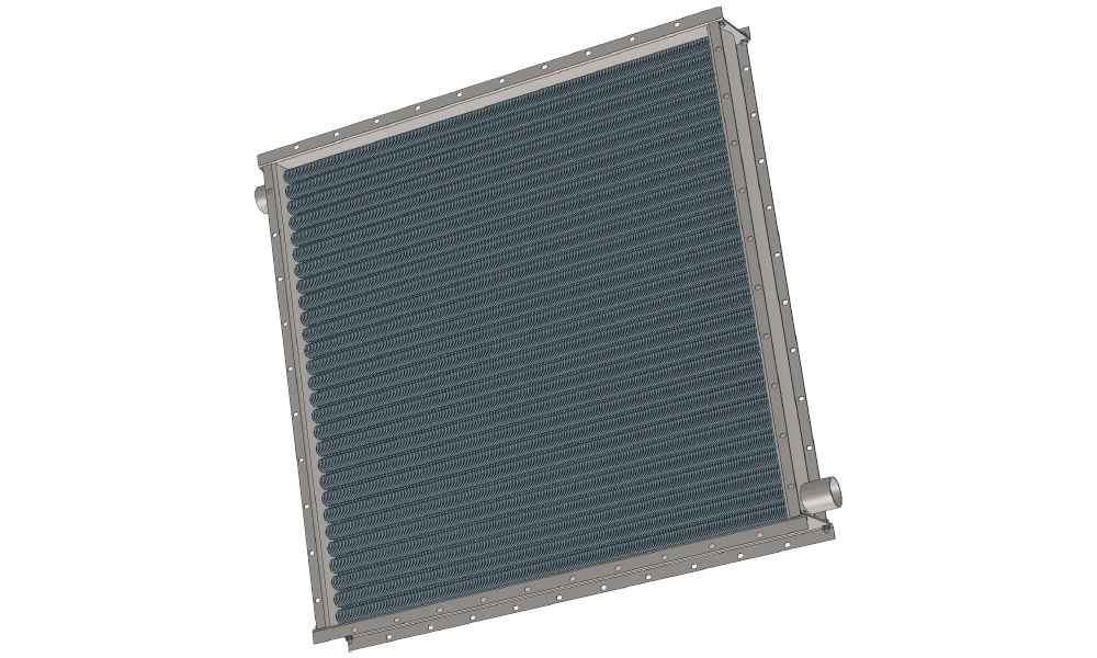 Чертеж парового воздухонагревателя для приточных установок с мощностью по теплу 369 кВт