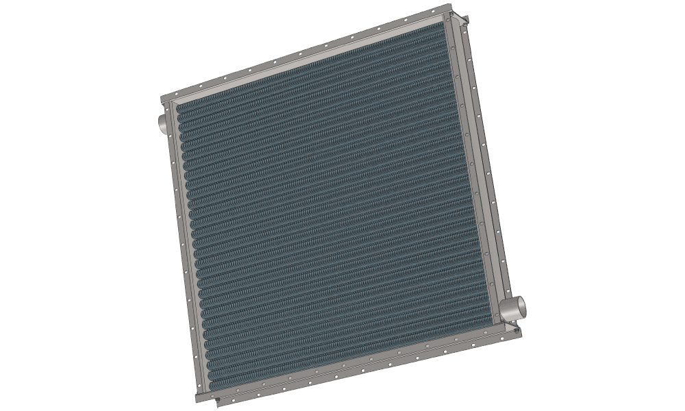 Чертеж парового воздухонагревателя для приточных установок с мощностью по теплу 390 кВт