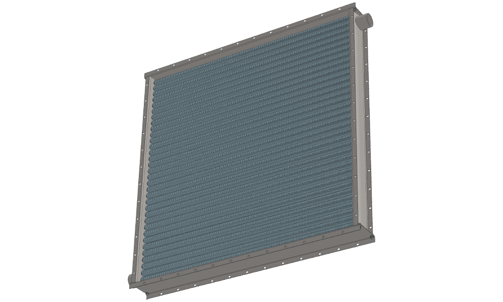 Чертеж парового воздухонагревателя для приточных установок с мощностью по теплу 514 кВт