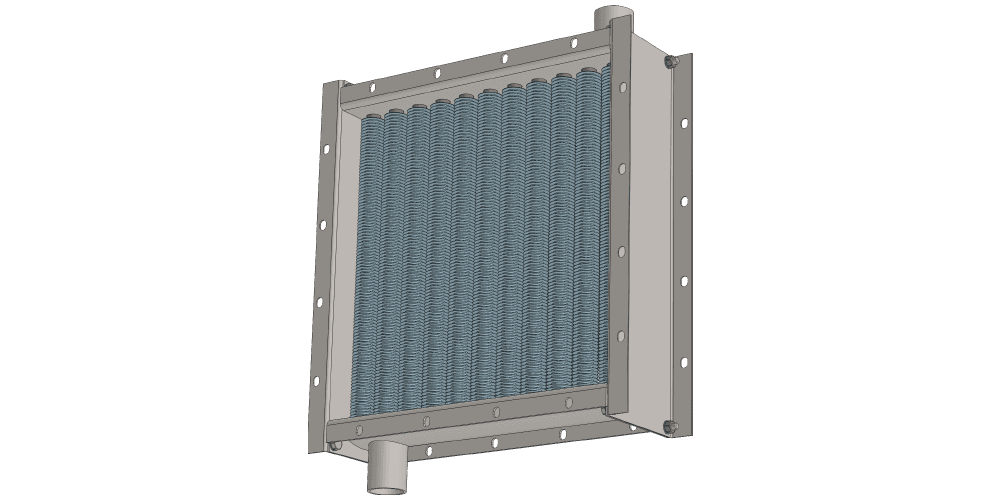 Чертеж парового воздухонагревателя для приточных установок с мощностью по теплу 58 кВт