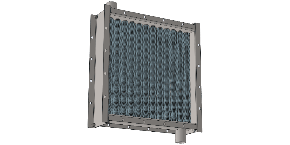 Чертеж парового воздухонагревателя для приточных установок с мощностью по теплу 68 кВт