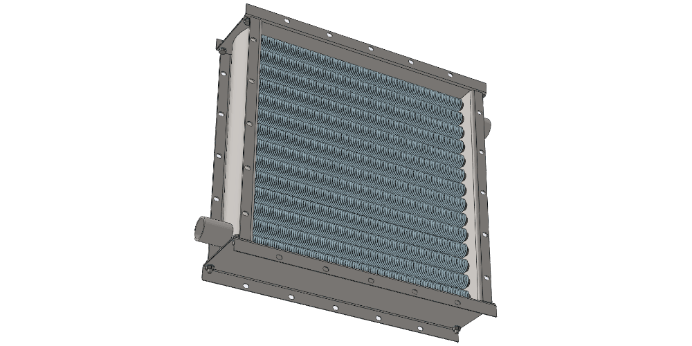 Чертеж парового воздухонагревателя для приточных установок с мощностью по теплу 91 кВт