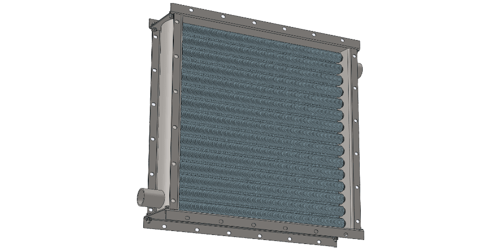 Чертеж парового воздухонагревателя для приточных установок с мощностью по теплу 103 кВт
