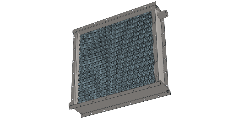 Чертеж парового воздухонагревателя для приточных установок с мощностью по теплу 115 кВт