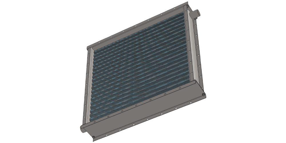 Чертеж парового воздухонагревателя для приточных установок с мощностью по теплу 196 кВт