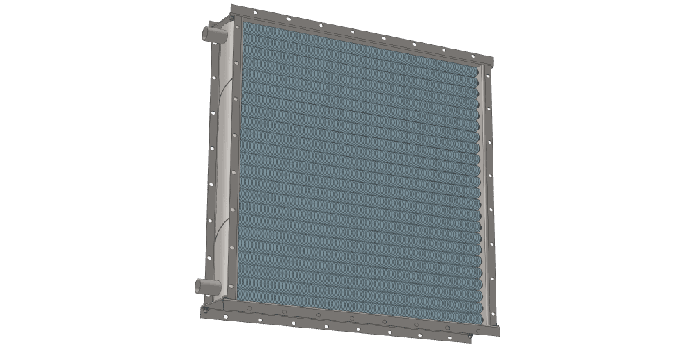 Чертеж водяного теплообменника. Площадь поверхности теплообмена 50.9 м2