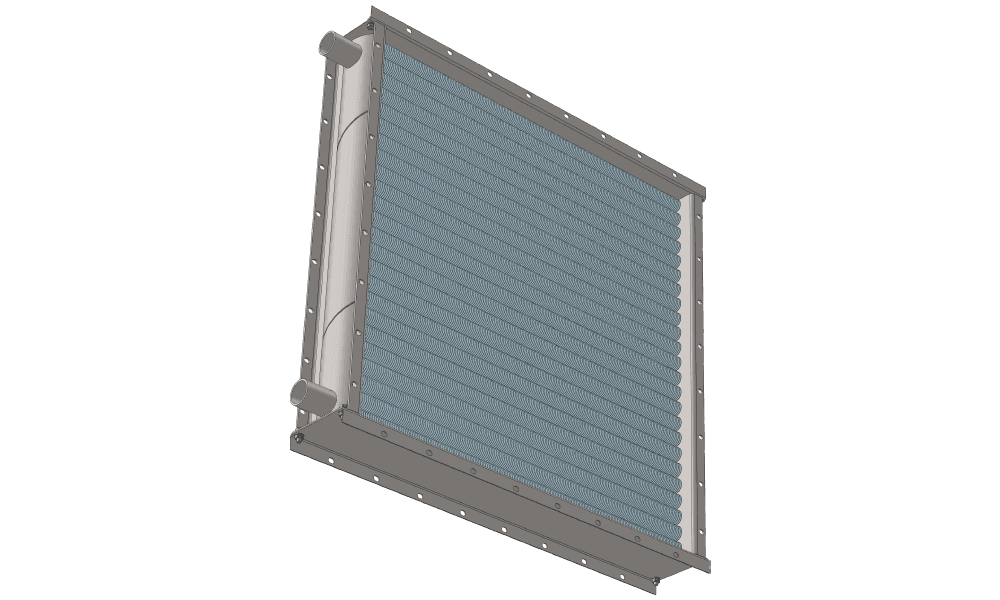 3 d модель водяного приточного калорифера. Масса 113 кг