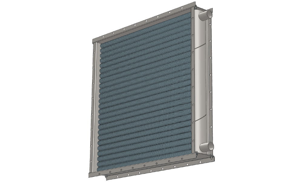 3 d модель водяного приточного калорифера. Масса 122 кг