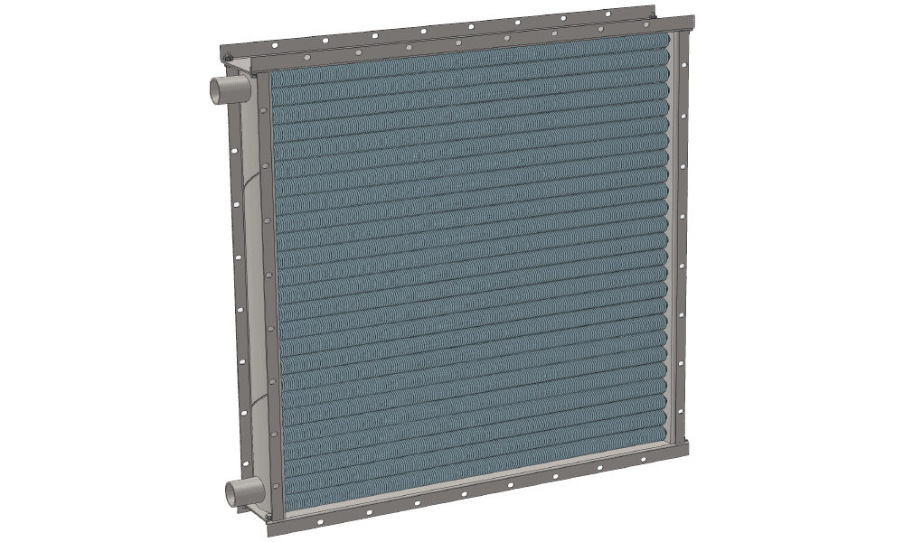 Чертеж водяного теплообменника. Площадь поверхности теплообмена 60.2 м2