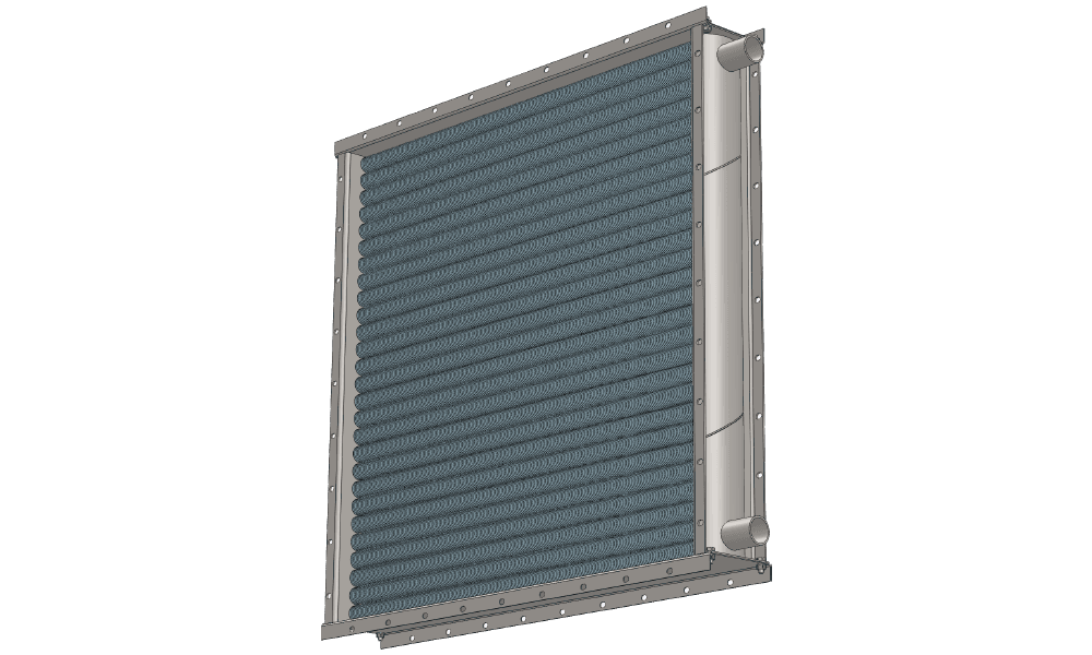 3 d модель водяного приточного калорифера. Масса 139 кг