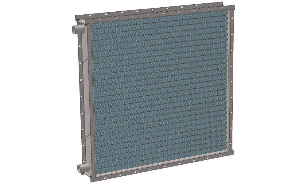 Чертеж водяного теплообменника. Площадь поверхности теплообмена 70.2 м2