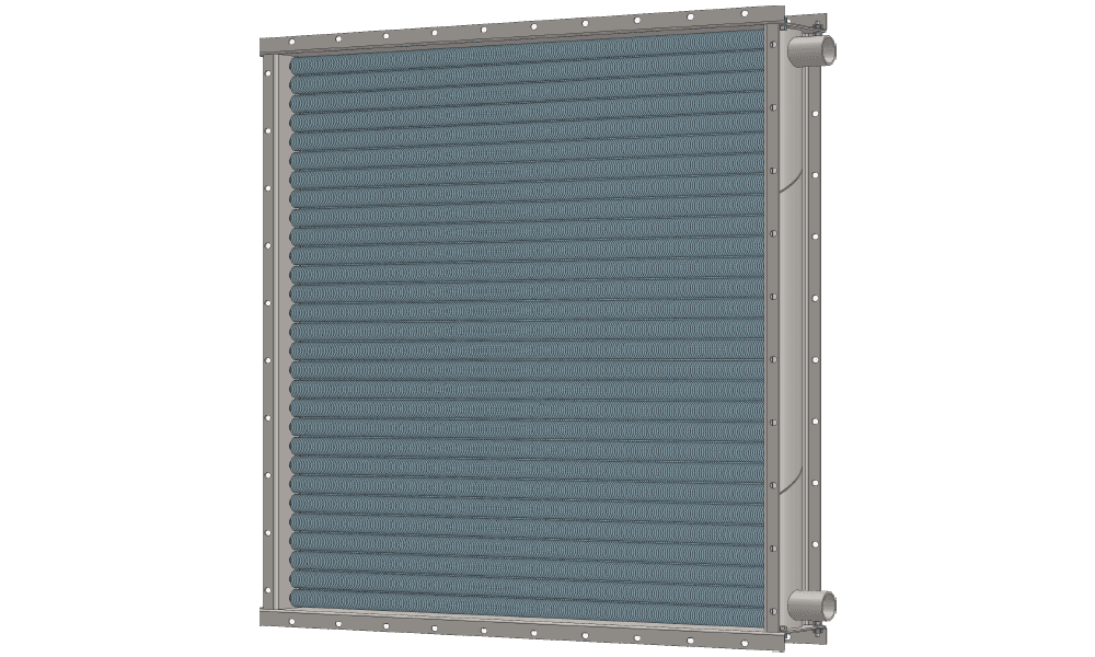 Чертеж водяного теплообменника. Площадь поверхности теплообмена 81.1 м2
