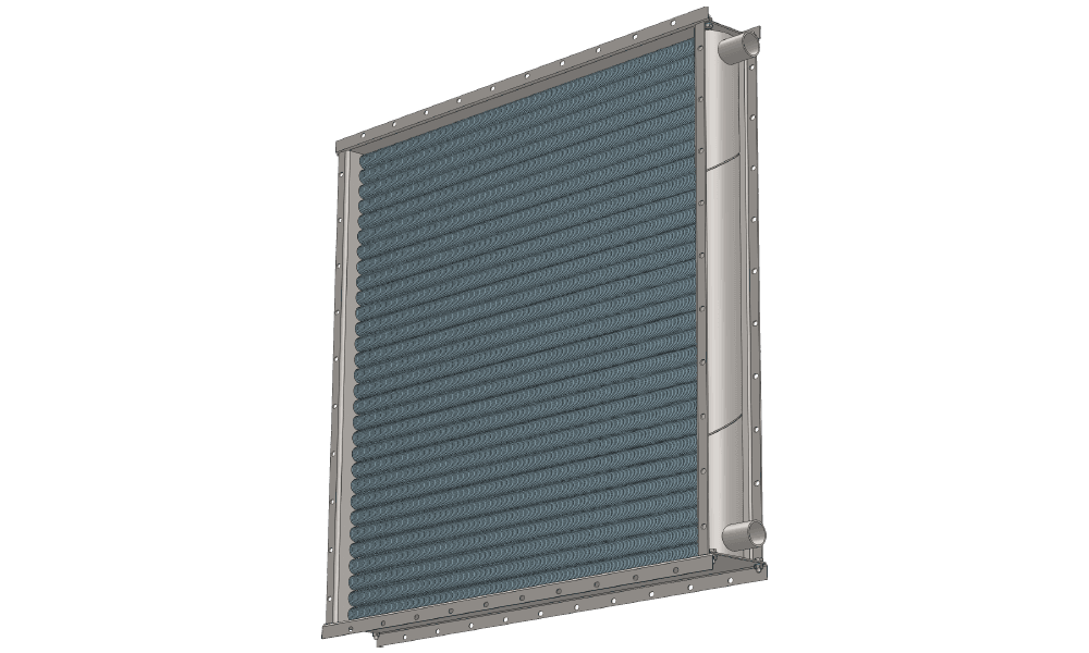 3 d модель водяного приточного калорифера. Масса 166 кг