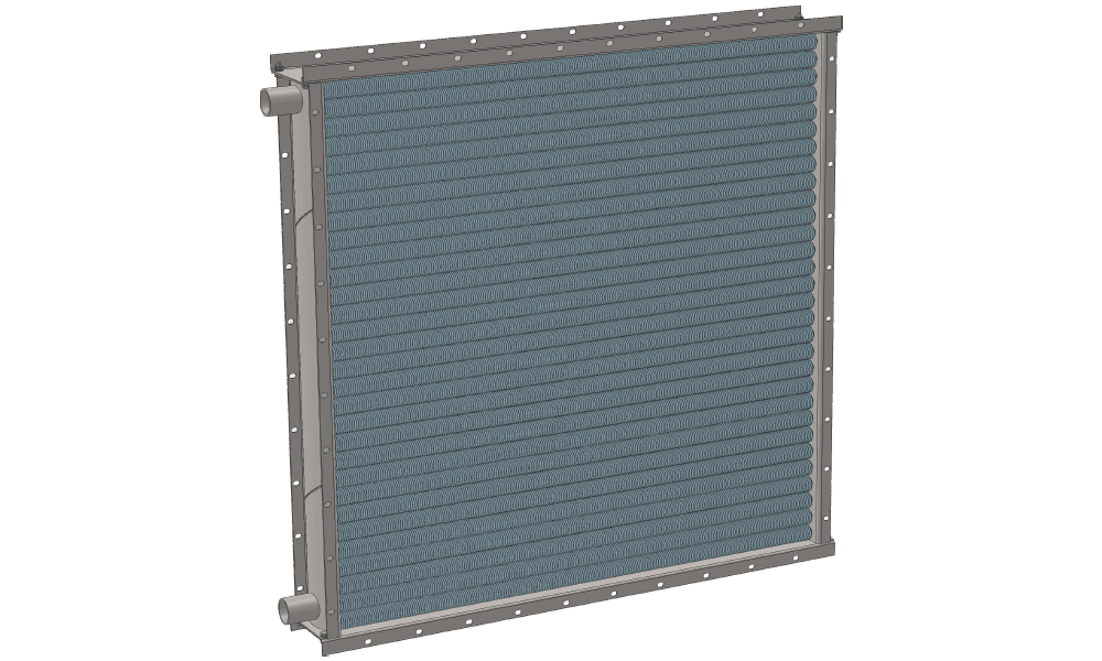 Чертеж водяного теплообменника. Площадь поверхности теплообмена 86.9 м2