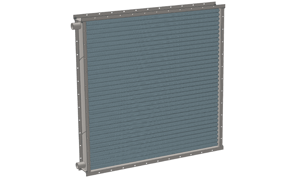 Чертеж водяного теплообменника. Площадь поверхности теплообмена 111.8 м2