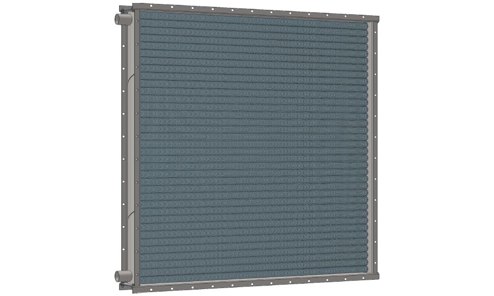 Чертеж водяного теплообменника. Площадь поверхности теплообмена 125.3 м2