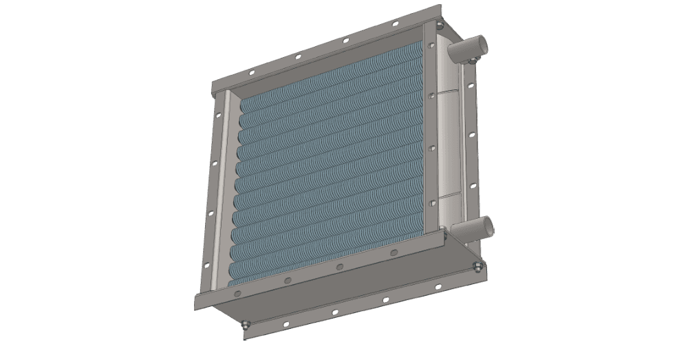 3 d модель водяного приточного калорифера. Масса 37 кг