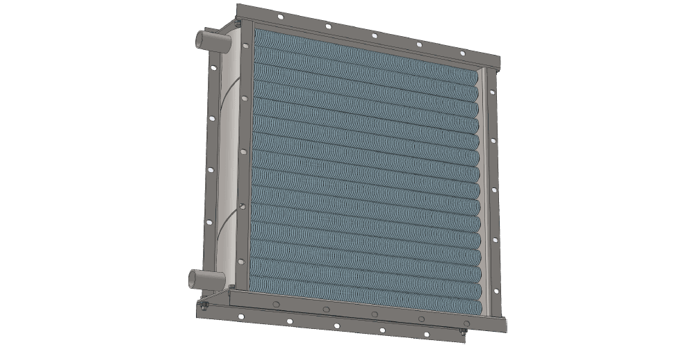 Чертеж водяного теплообменника. Площадь поверхности теплообмена 21.4 м2
