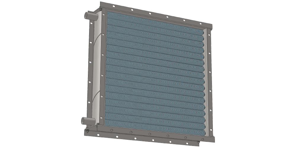Чертеж водяного теплообменника. Площадь поверхности теплообмена 27.6 м2