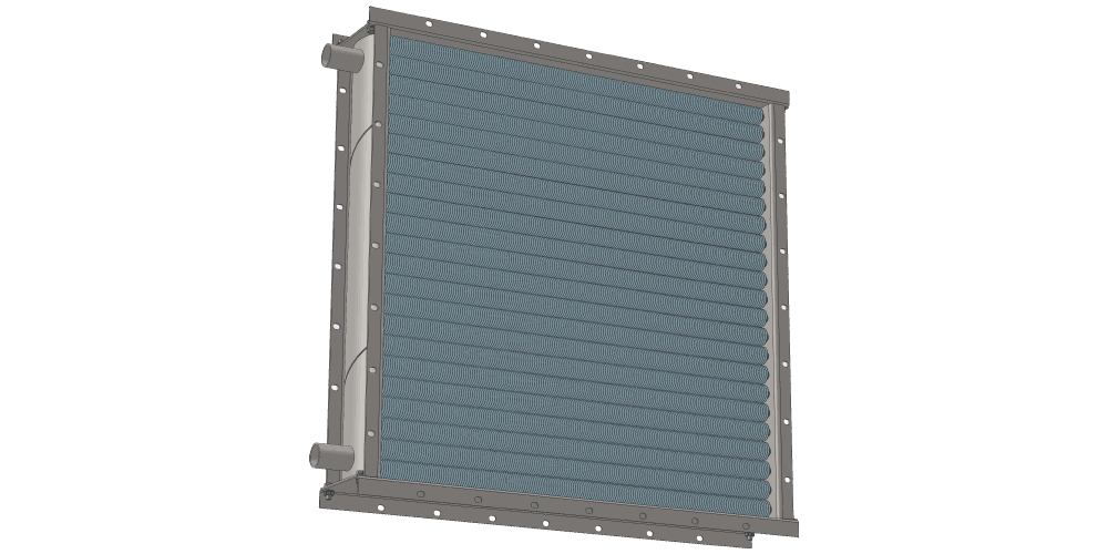 Чертеж водяного теплообменника. Площадь поверхности теплообмена 46.6 м2